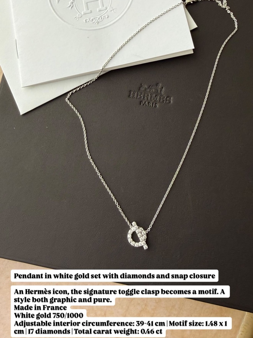 Authentic Hermes Finesse pendant Diamond Necklace - Picture 7 of 11
